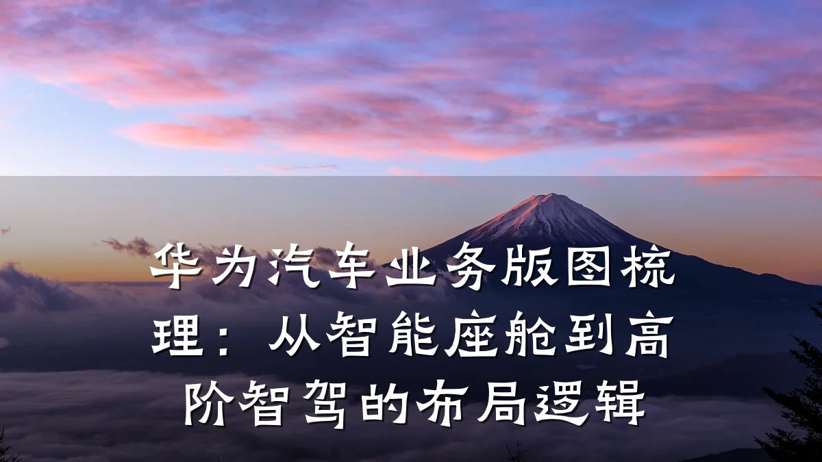 华为汽车业务版图梳理:从智能座舱到高阶智驾的布局逻辑