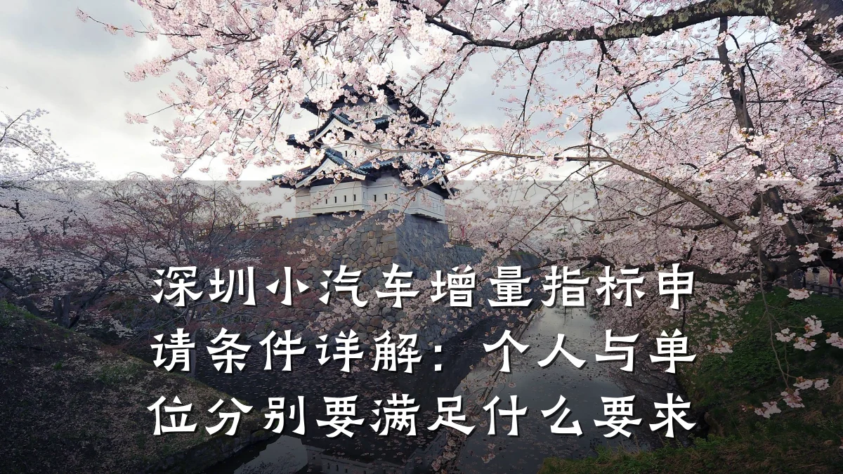 深圳小汽车增量指标申请条件详解:个人与单位分别要满足什么要求