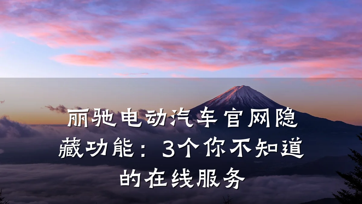 丽驰电动汽车官网隐藏功能：3个你不知道的在线服务